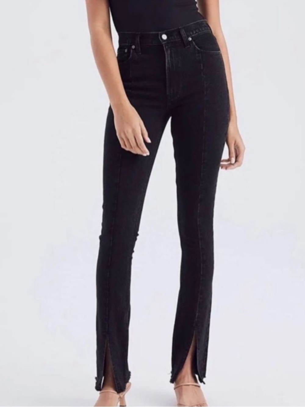 Women’s High-Rise Black Split Front Skinny Jeans